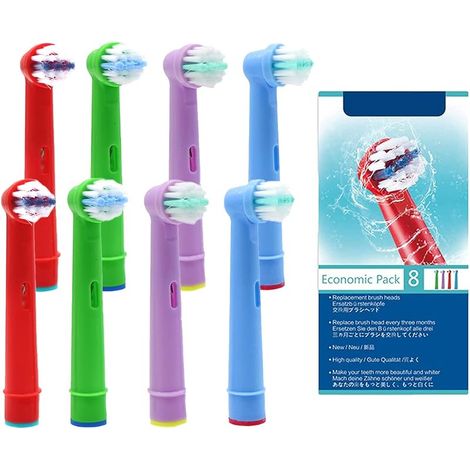 Lot de 8 pièces brosse à dents pour enfants pour Oral B, têtes de brosse de rechange pour enfants pour brosse à dents électrique rechargeable avec emballage (1/5)