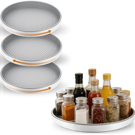 Lazy Susan Lot de 4 plateaux rotatifs pour réfrigérateur - Plateau tournant de 25,4 cm pour cuisine et armoire - Étagère à épices rotative à 360° et organiseur de fridge - Rondell durable pour une (1/5)