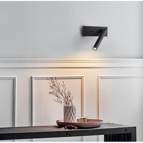 Lampe de chevet LED noire simple et créative pour chambre à coucher de lecture d'ingénierie rétractable personnalisée Noir (1/4)