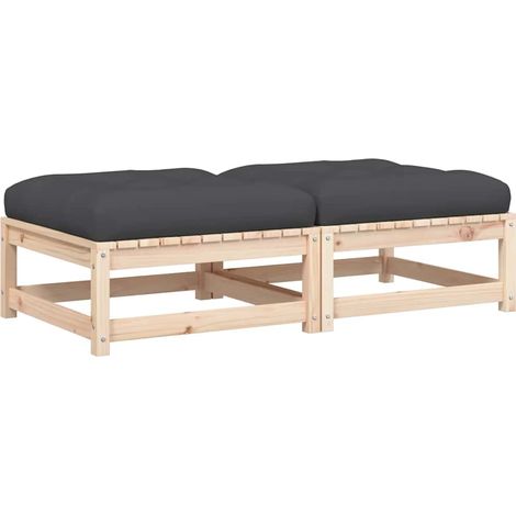 Maison Exclusive - Poggiapiedi da Giardino con Cuscini 2 pz Legno Massello di Pino