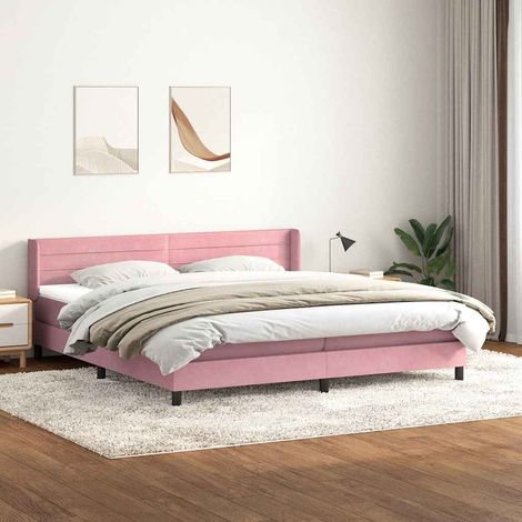 Boxspringbett mit Matratze Rosa 180x210 cm Samt