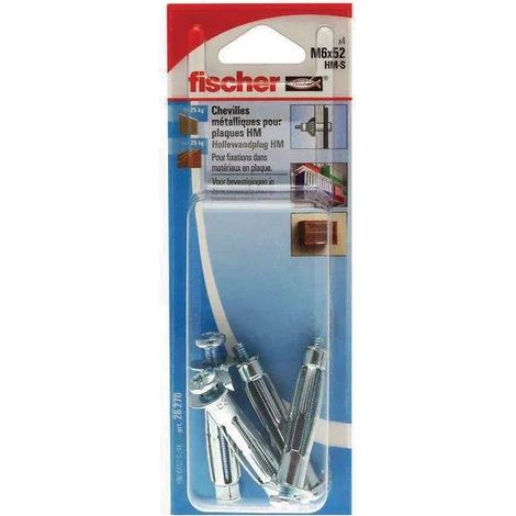 Taco metálico de pared HM6x52 con tornillo 6x60, 4 piezas