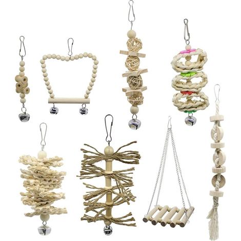 Jouet à mâcher et hochet Wild Harvest pour perruches calopsittes et autres oiseaux en cage, fabriqué en bois véritable et doté d'une clochette argentée pour des heures de jeu interactif. (1/5)