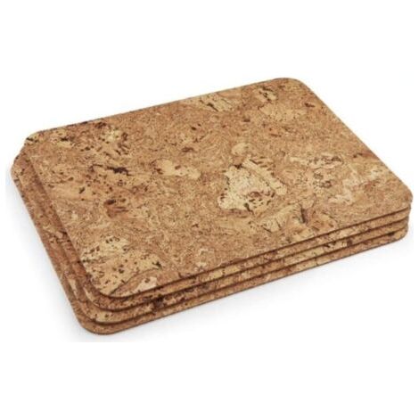 Tapis de table 100% liège naturel 40x30x0.3cm, lot de 4. Mince, flexible, résistant à la chaleur et protecteur de surface. Parfait pour la cuisine ou la table à manger (1/4)