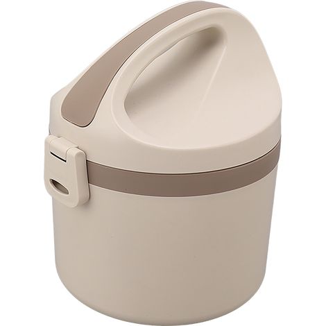 Set mit 2 isolierten Edelstahl-Bentoboxen für Mahlzeiten, Schule, Büro, Reisen, beige (1/5)