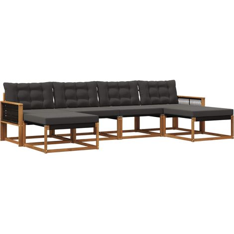 Outdoor Sofa Set 6 pcs Natural and Black vidaXL (1/5)