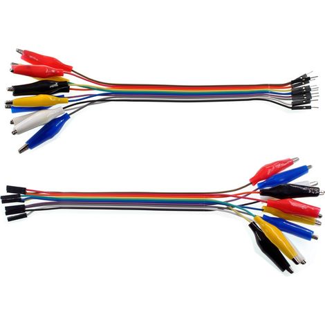 2-in-1 Alligator Clip to Dupont Wire Jumper Cable Set, 10Pin 20cm Male & Female Mix, Crocodile Clip Test Leads for Arduino, Raspberry Pi, DIY Lab Projects (20 Wires Total) (1/5)