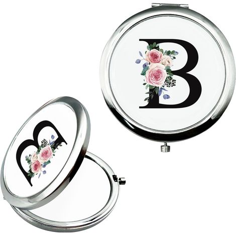 Miroir de maquillage personnalisé Petit miroir Miroir de poche Cadeaux de mariage Cadeaux de fiançailles Cadeau personnalisé Miroir A-Z Cadeaux pour femmes Cadeaux d'anniversaire (B) (1/5)