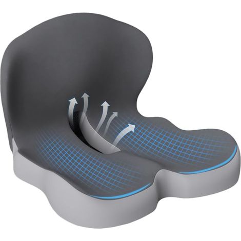 Coussin ergonomique de siège en mousse mémoire, pour le bureau, la voiture, les chaises de jeux et de salle à manger, la sciatique, le soulagement de la douleur de l'os queue et du coccyx, le soutien (1/4)