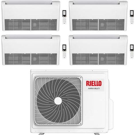 Climatizzatore Condizionatore Riello Pavimento/Soffitto Quadri Split Inverter R32 12000 + 12000 + 12000 + 12000 BTU con U.E AARIA MULTI 590 PI Classe A++/A+