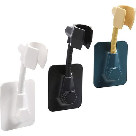 Wandmontierter Duschhalter – 360° drehbar – Kein Bohren erforderlich – Für Handbrausen – ABS – Weiß, Schwarz, Blau – 3er-Set (1/5)