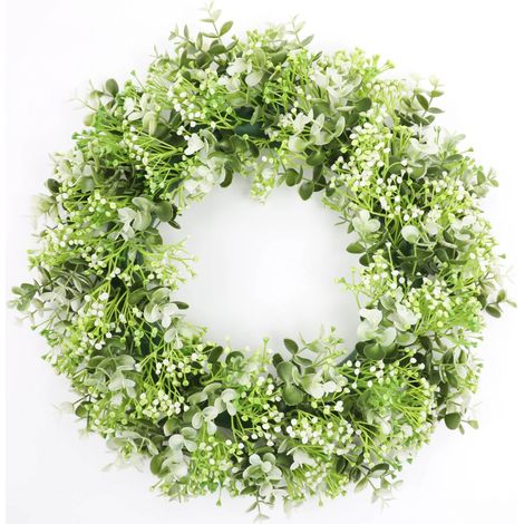 Couronne en plastique, simulation de plante verte, grande couronne d'eucalyptus, décoration de porte américaine, décoration (1/5)