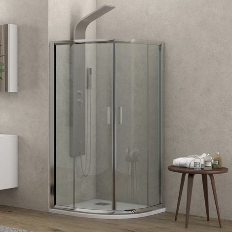 Box doccia 90x90cm semicircolare altezza 180cm vetro trasparente K400 kamalu