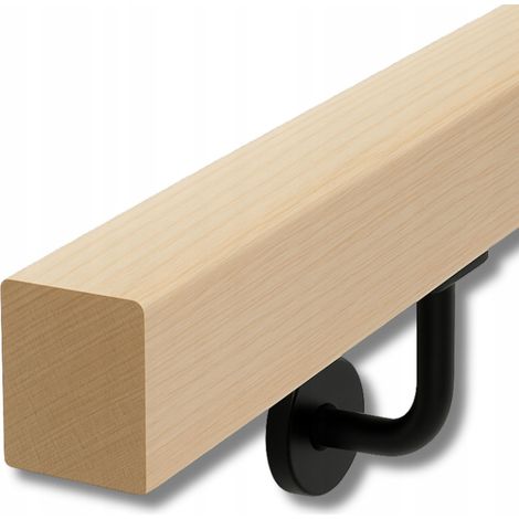 Handlauf Aus Massivem Eschenholz Mit 2 Kostenlosen Wandhaltern, Treppenhandlauf, 5,5 x 4,3 x 120 cm