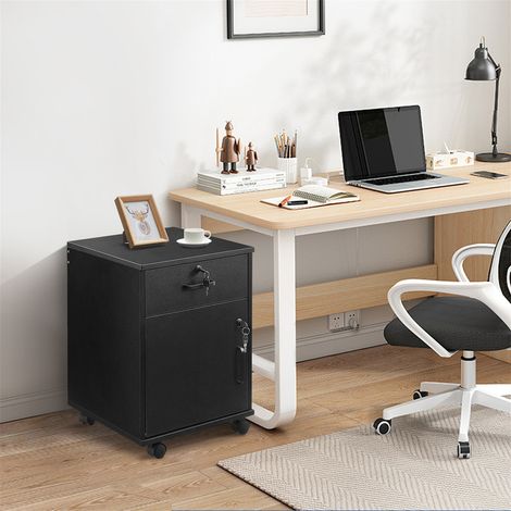 Armoire de classement, 40x40x57cm verrouillable en Bois avec 1 Espace de Rangement, pour la Maison, Le Bureau, Le Bureau Mobile, Noir