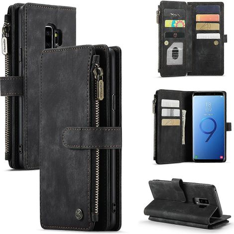 Pour Samsung Galaxy S9+ CaseMe-C30 PU + TPU Étui en cuir multifonctionnel à rabat horizontal avec support et fente pour carte, portefeuille et poche à fermeture éclair (1/4)