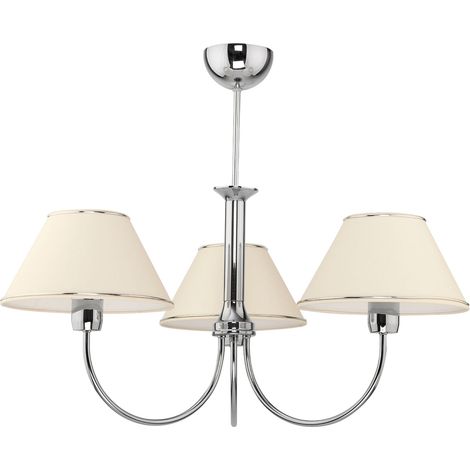 Lampadario classico 3 luci cromo/ecru E27 Jupiter Begamo