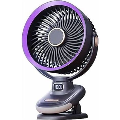 Ventilateur Portable - Écran LCD - 5 Vitesses - Clip Trépied - Pour Poussettes Sièges Auto Fauteuils Roulants Chambres Voyages - Blanc (1/5)