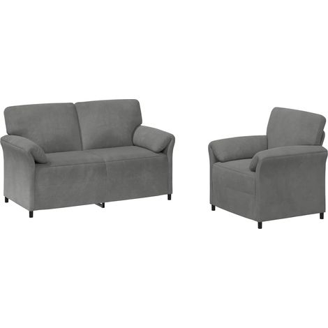 Set di divani 2 pz Grigio Scuro Velluto vidaXL (1/5)