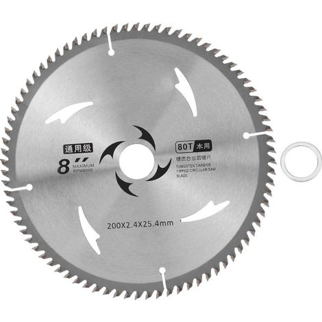 Jeffergarden Lame de scie circulaire en carbure pour bois, panneaux de particules et contreplaqué, disque de coupe pour le travail du bois, 8 pouces, 80 dents (1/5)