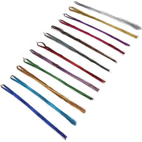 Kit de Mèches à Paillettes pour Cheveux, 12 Nuances Brillantes avec Applicateur, Reflets Lumineux et Éclatants (1/5)