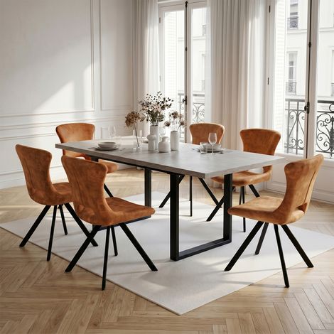 HIPIHOM Chaise de salle à manger rembourrée en tissu, structure robuste en métal noir de style griffe, coussin d'assise doux et confortables, chaises de salle à manger, Pesant 150 kg(6 chaises, Jaune) (1/5)