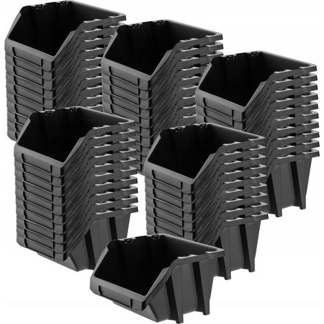KADAX Werkstatt-Stapelkiste, Lagerboxen (Schwarz, 50er Set - 144x118mm)