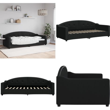Tagesbett Schwarz 90x200 cm Stoff - Schlafsofa - Sofa (1/5)