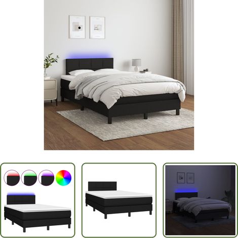 vidaXL LED-Leiste - Boxspringbett mit Matratze & LED Schwarz 120x200 cm Stoff (1/5)