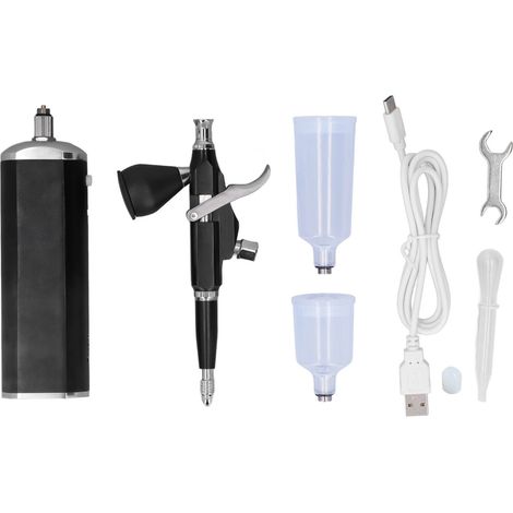30Psi Kit Aérographe Rechargeable Noir avec Compresseur, Gobelet Goutteur, Couvercle Buse, pour Maquillage (1/5)