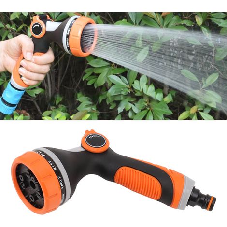 10-Funktionen-Gartenbewässerungspistole in Orange-Rot, Hochdruck-Autowaschschlauch für den Außenbereich, tragbarer Sprinklerkopf, Garten-Wasserstrahlpistole (1/5)