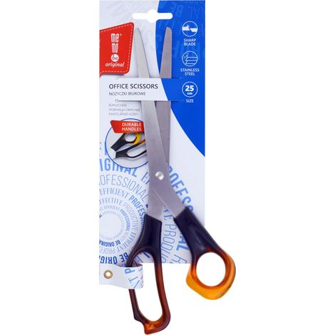 Memobe - Forbici da ufficio da 25 cm con manici color ambra - ergonomiche e precise