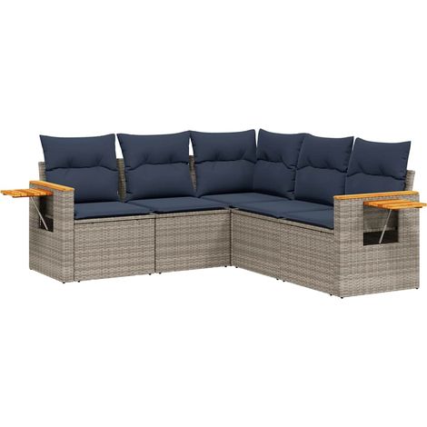 Maison Exclusive - 5-tlg. Garten-Sofagarnitur mit Kissen Grau Pol