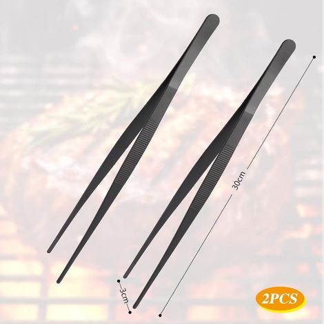 pezzi di pinze da cucina lunghe in acciaio inossidabile, pinze da cucina professionali in acciaio inossidabile, pinze da chef, pinze da barbecue, per cucinare, grigliare e cuocere al forno, famiglie, (1/4)
