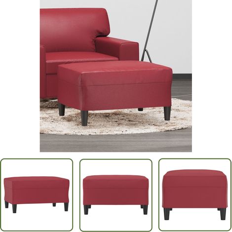 The Living Store Repose-pied Rouge bordeaux 70x55x41 cm Similicuir - Tabouret - Repose-pied - Pouf - Meuble Salon - Simili Cuir (1/5)