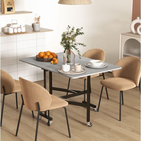 Tavolo da pranzo pieghevole estensibile con ruote 4-6 persone 120x80x73 cm grigio OKMYHOME (1/5)