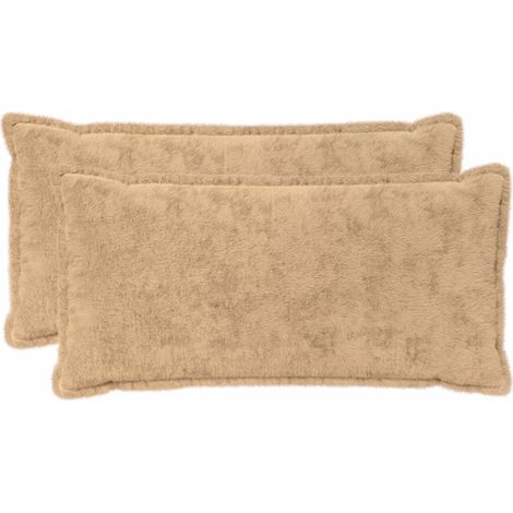 Cushion Cover 2 pcs HOUTEN Cream 40 x 80 cm Faux Rabbit Fur vidaXL (1/5)