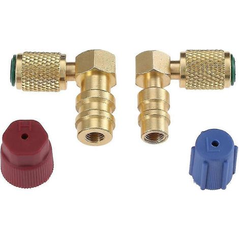 Adaptateur de conversion pour raccord de climatisation haute/basse pression R12 vers R134, raccord rapide à 90° pour climatisation. (1/5)