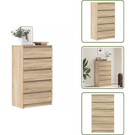 Cassettiera con piano decorativo - vidaXL Cassettiera Rovere Sonoma 60x36x103 cm in Legno Multistrato - Cassettiera in Rovere Sonoma