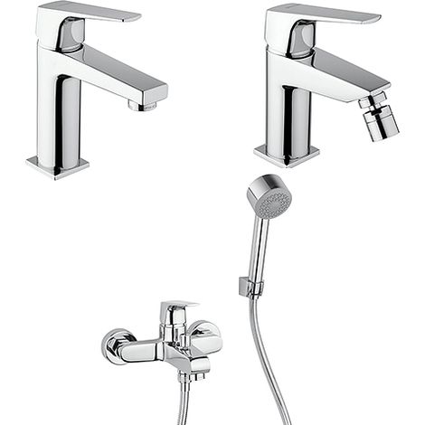 Set Rubinetti Piralla per lavabo e bidet con scarico automatico e vasca serie Iceberg cromato (1/5)