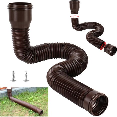 Flexible Gutter Extension, Gutter Extension in PE Material, Round Extension Kit for Rainwater Downspout and Eaves of the House (Brown) (1/5)