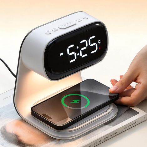 Sveglia con proiezione e radiosveglia, 24 ore, per camera da letto, con connessione USB. (1/5)