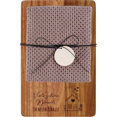 Cadeau de Pendaison de Crémaillère Planche à Découper en Bois Torchon Cuisine Coton Cadeau pour Nouvelle Maison Appartement Cérémonie Clôture (1/5)