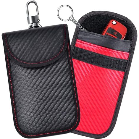 2 Pièces Pochettes Faraday pour Clés de Voiture, Sac Faraday de Blocage de Signal RFID de Voiture Étui pour Clés de Voiture d'Entrée Sans Clé Pochette de Protection de Sécurité de Voiture (1/5)