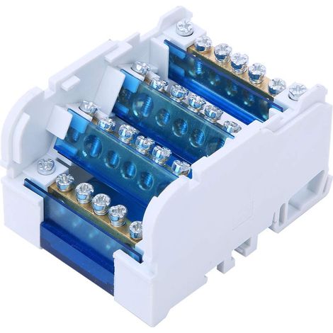 Répartiteur Tétrapolaire, Boîte de Distribution de Rail Din 125A, 407 Boîte, 4 IN 24 OUT, Boîtier de Jonction Monophasé à 4 Niveaux avec Couvercle Transparent, Rail Din (1/5)