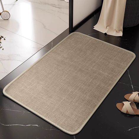 HSS-Tapis de sol antidérapant en lin, tapis de bain absorbant, tapis en lin épais, tapis de porte de toilettes - 50 x 80 cm