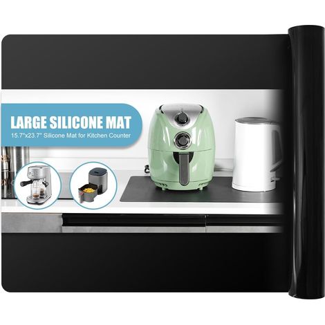 Tappetino Cucina Silicone Antiscivolo Calore Nero 61x91 cm (1/5)