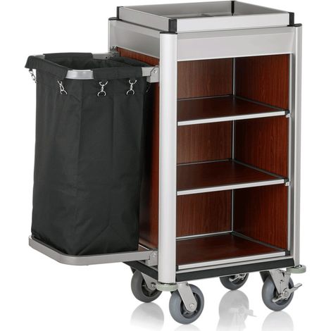 Chariot de chambre 95 x 55 x 116 cm 1 sac à linge chants clairs bois foncé ISABELLA - Was Germany (1/2)