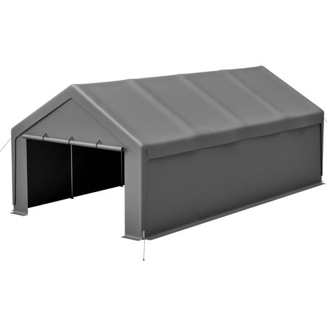 Tenda da garage per auto 13x25 piedi, struttura stabile, tela in PE impermeabile, metallo grigio (1/5)