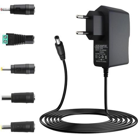 5V 2A Chargeur Universel 230, 240v 50/60Hz Transformateur d'alimentation avec 5 Embouts pour Routeur, Caméra, Bandes LED (1/5)